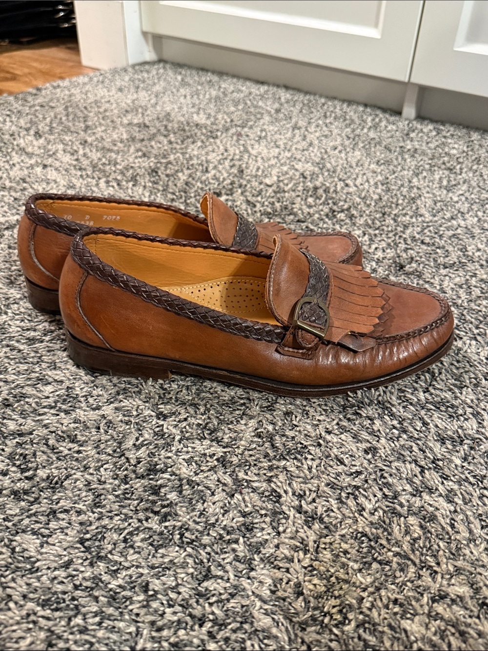 Maine Classics Men’s 10D Brown Leather Kiltie Loafers Braided Penny Moc Shoes - Picture 4 of 10